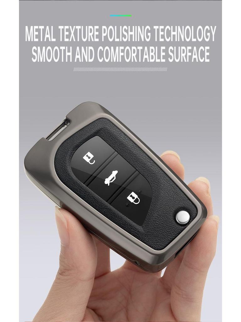 Folding Key Case for Toyota Reiz, Corolla, Levin, RAV4, and Highlander - Protective Cover & Buckle
