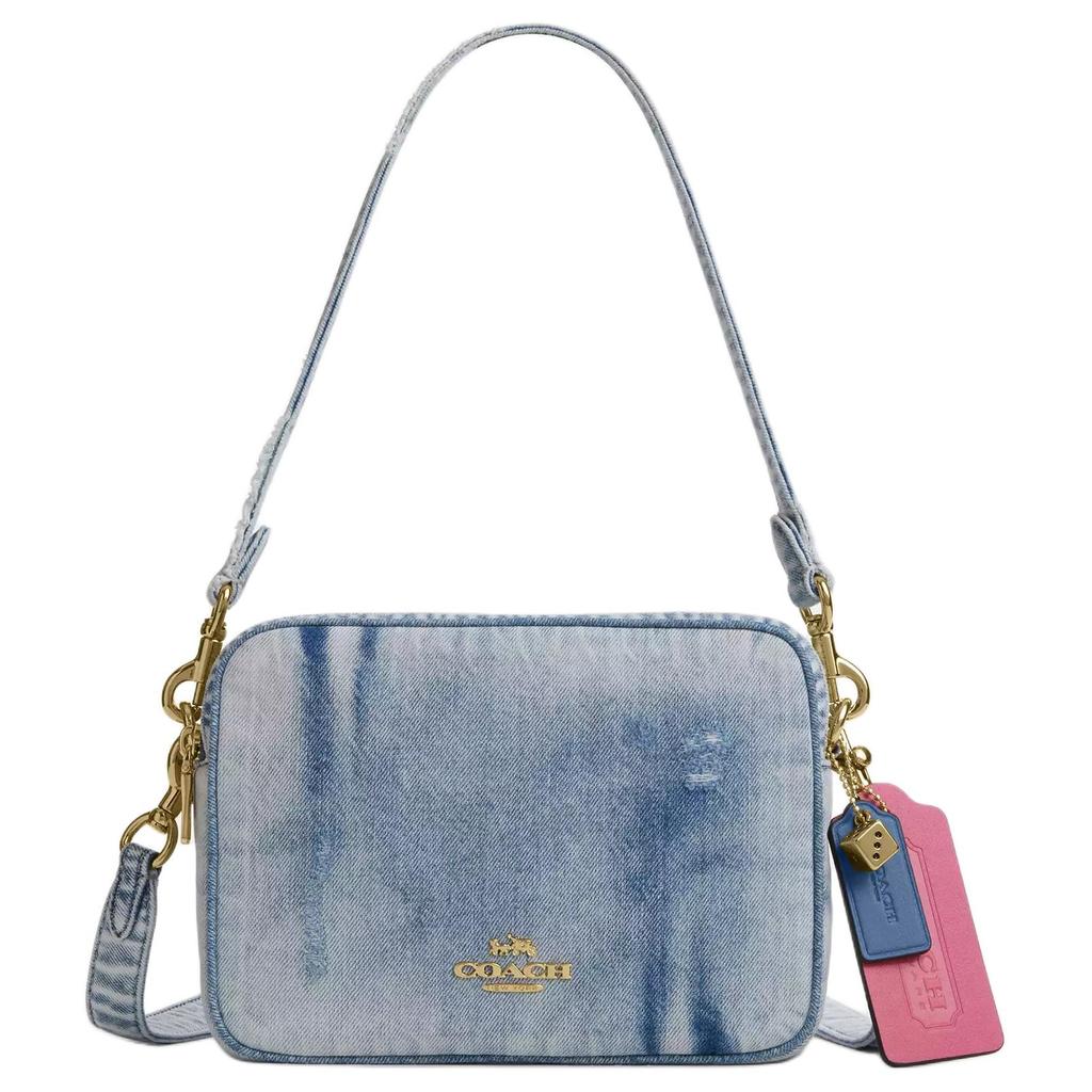 Coach Carey 15 Gold Letter Floating Logo Denim Mini Shoulder Crossbody Bag Women Bags Light-Indigo CEK67-IMNIM