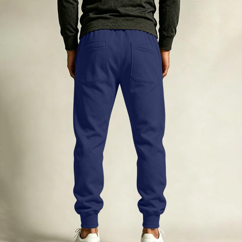 Men's Casual Joggers Color Sweatpants with Elastic Waist and Cuffed Hem for Daily Wear