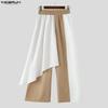 INCERUN Men Elastic Waist Ruffled Layers Casual Long Loose Pants Trousers