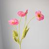 Artificial Poppy Flower - 4 Head Silk Flocked Floral Decoration & Photography Prop
