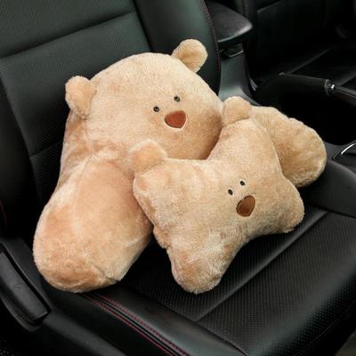 Cartoon Bear Car Neck Pillow, Cute Plush Headrest for Seat Support