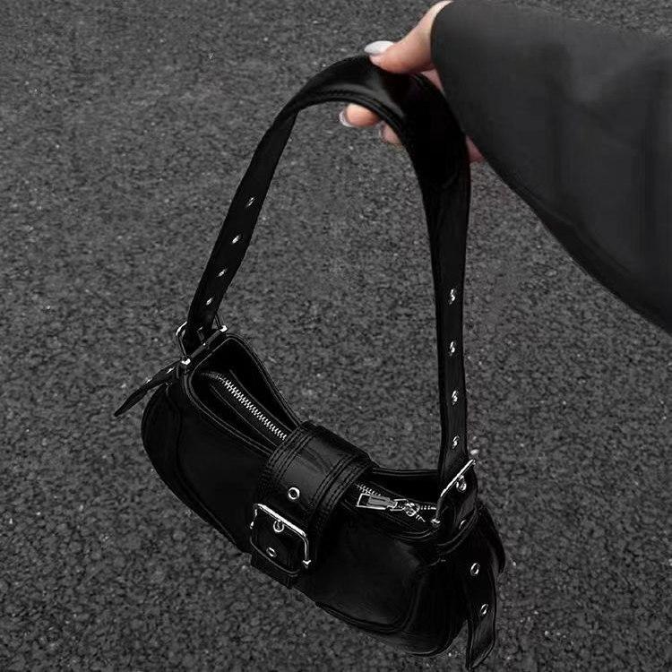 Spice Girl Ein-Schulter-Achseltasche Damen Schwarz Neuer Trend Lokomotiven-Tasche Hoher Sinn Vielseitige Messenger-Damen-Tasche