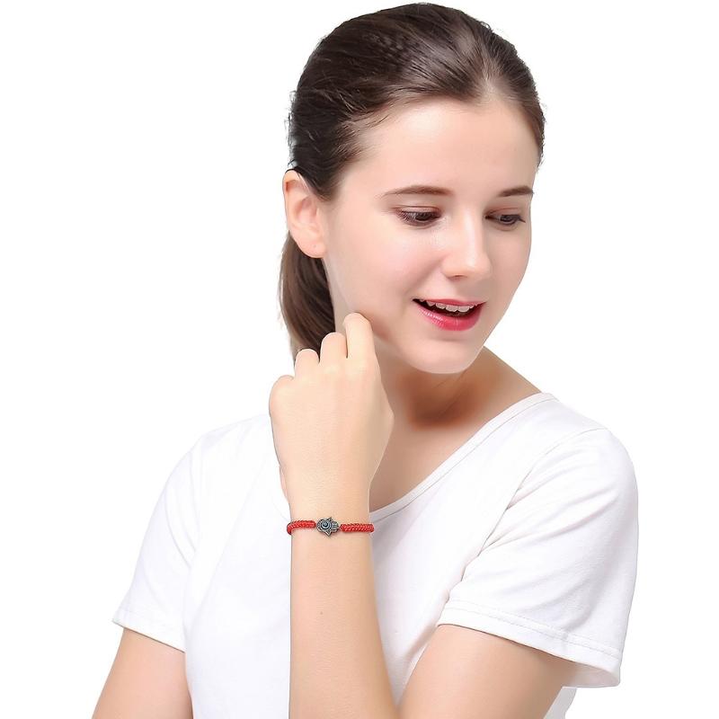 6/9 Pcs for Evil Eye String Bracelets Hamsa Hand Hand-Woven Bracelet Adjustable Red/Black Rope Cord Thread Braided Brace