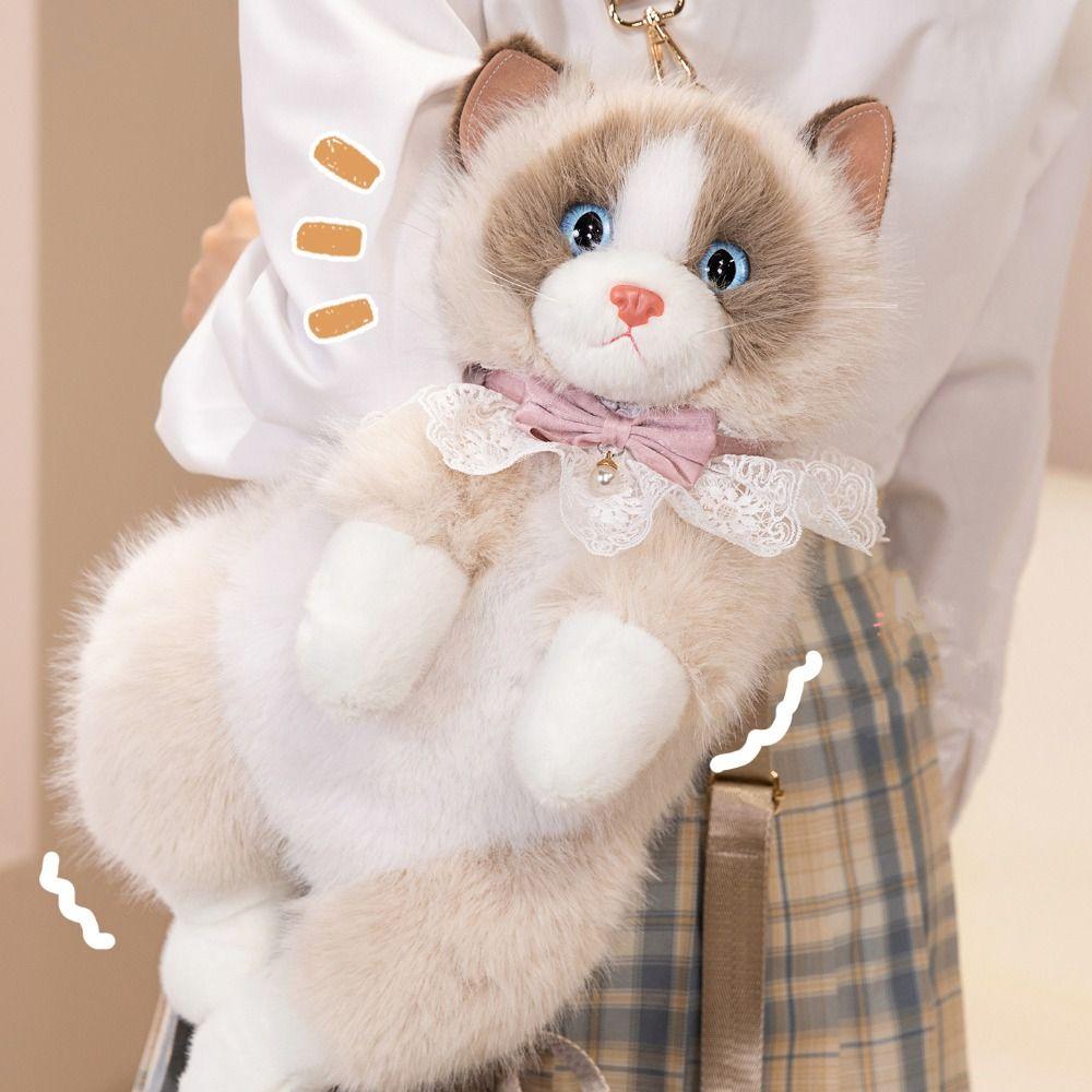 Super Realistic Simulated Puppet Cat Backpack Cute Animals Plush Bag  Birthday Gift