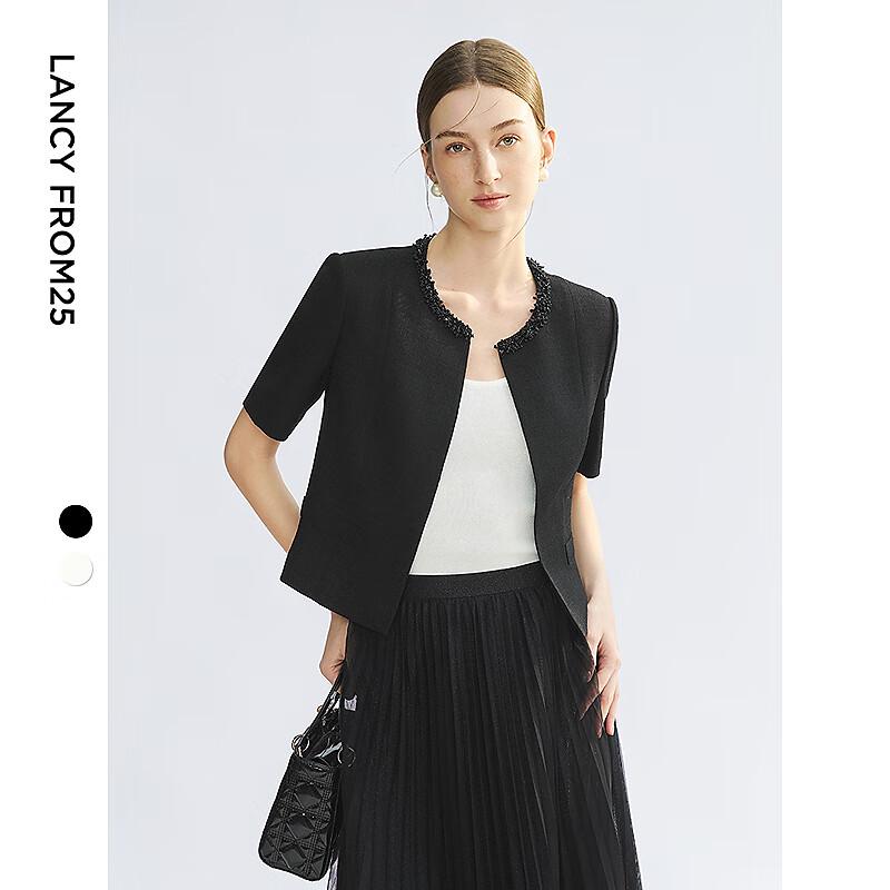 

Langzi Elegant Rhinestone Short Sleeve Top M