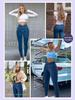 Plus Size Women's High Waist Crossover Yoga Jeans with Double Pockets