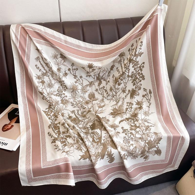 Lightweight 90x90cm Square Scarf Women Navy Style Sun Protection Silk-Like Feel Wear Chic Versatile Accessory