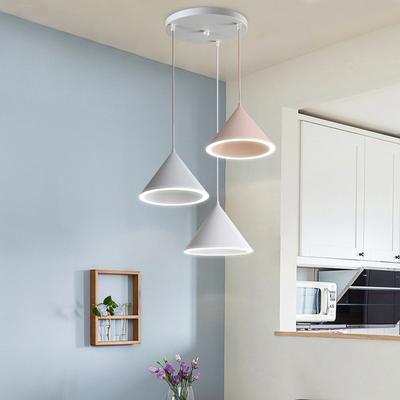 Modern Led Pendant Light Fixture With Aluminum Lampshade For Diningroom Cafe Bar Restaurant Nordic Cone Hanging Lamp Lampadario