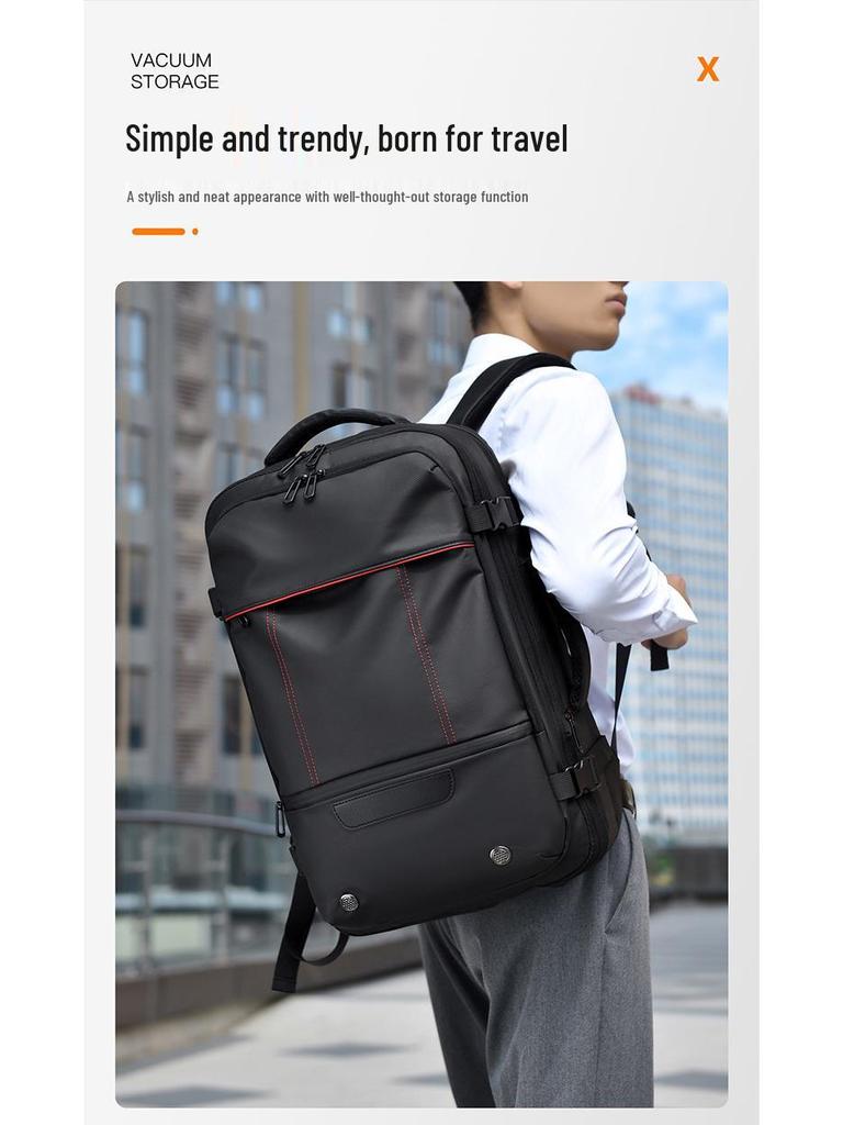 Men's Expandable Business Travel Backpack - Large Capacity & Multifunctional Vacuum Compression Design