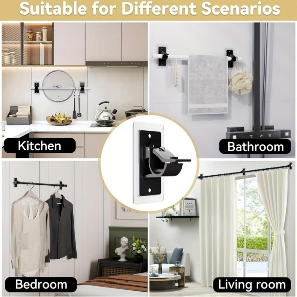 Nail-free removable curtain bracket for walls and ceilings up to 1.2 inch curtain rod no punching installation