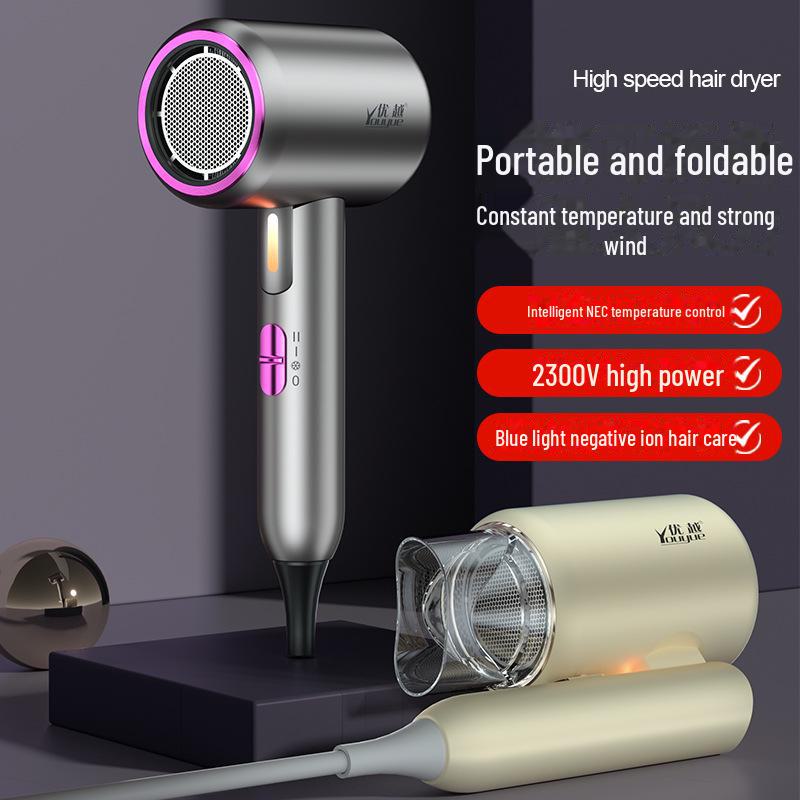 Portable Foldable Negative Ion Hair Dryer, Gentle On Hair, Constant Temperature, High Power, Suitable for Dormitories.