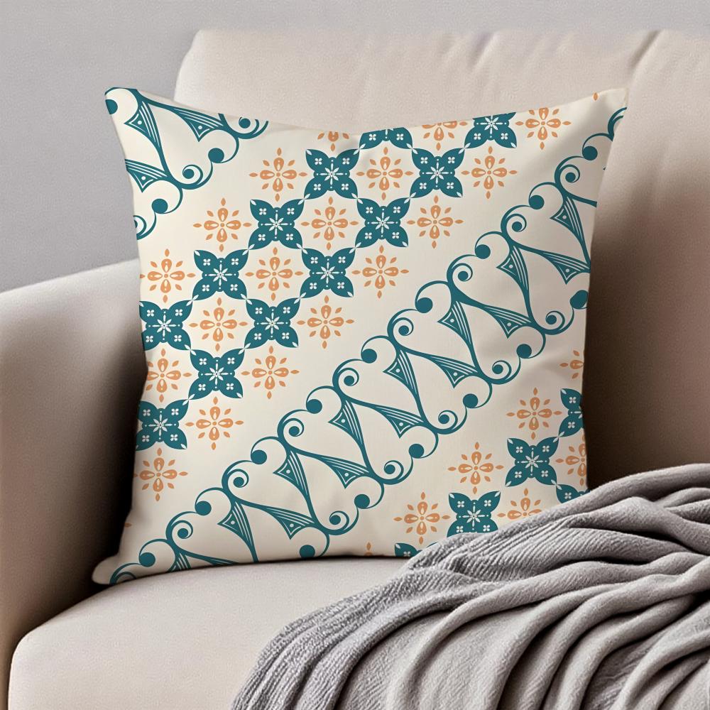 Creative Abstract Art Indonesia Batik Cushion Cover Pillowcase Antidustmite Invisible Zipper Short Plush Sofa Cushion