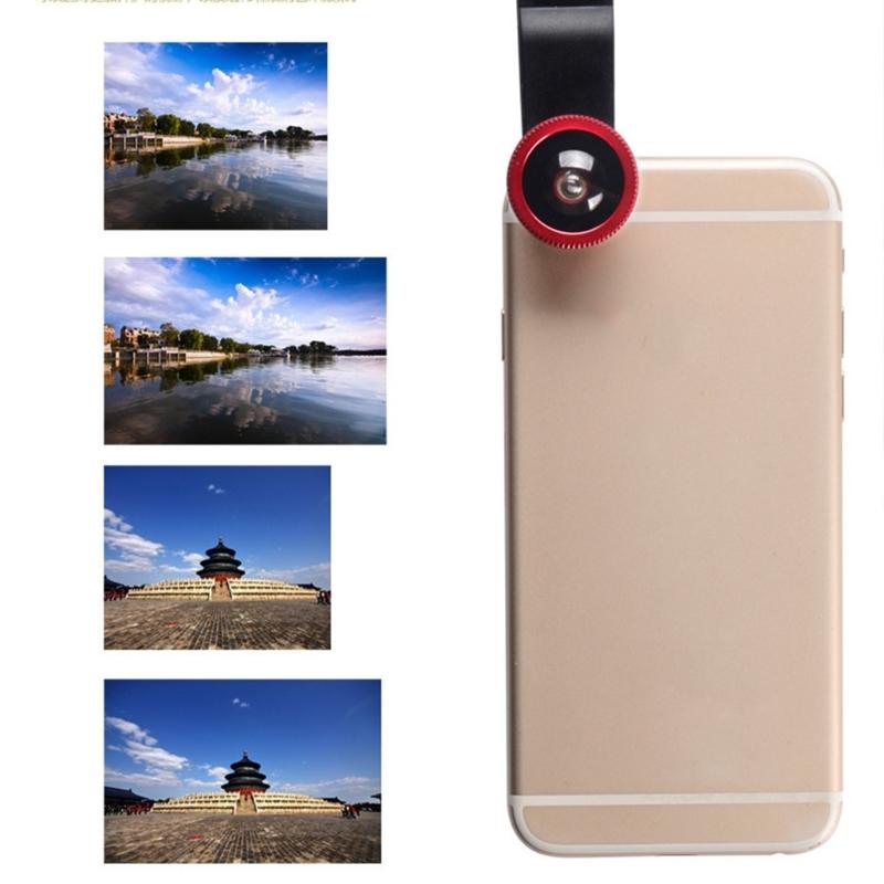 3 In 1 Wide Angle Macro Fish Eye Lens Mobile Phone Camera Lens Universal Camera Lens for Most Phone Portable Clip Lens