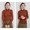 Ruffles Half High Neck Sweater Knitted Pullover Women's Long Sleeved Lace Long Sleeves Bottoming Shirt Commute Simple Casual Knitwear Autumn