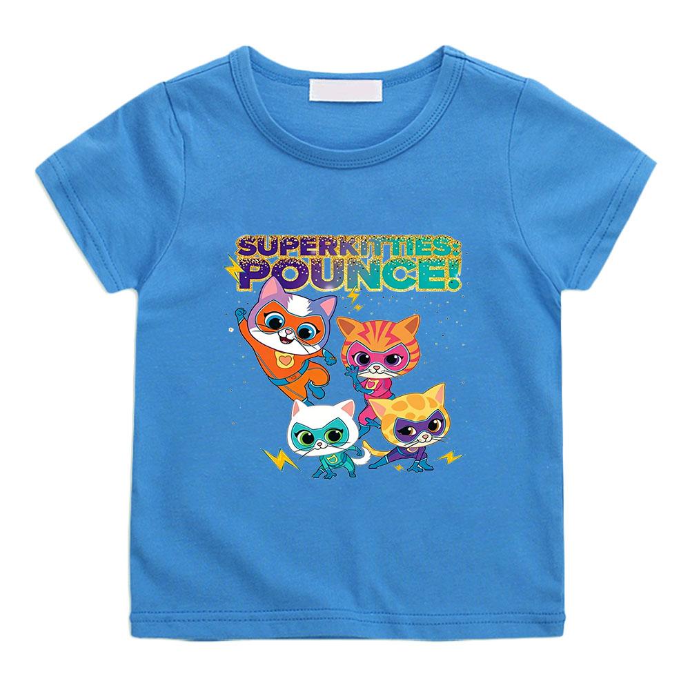 2026 NUOVA T-shirt Anime con Stampa SuperKitties 100% Cotone T-shirt Casual per Bambini e Bambine Top Girocollo Divertente T-shirt Manica Corta Magliette Manga Abbigliamento Estivo