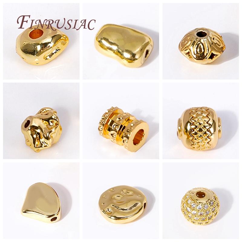13X4.5MM 18K Gold Plated Irregular Spacer Beads Brass Metal Round Separators Beads For DIY Beading Jewelry Accessories Findings