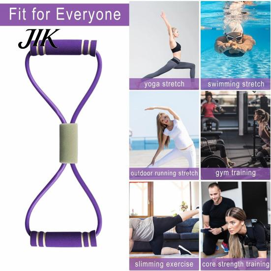 Resistance Band with Handle Figure 8 Fitness Portable Men Women Arm Foam Buckle Shoulder Stretch Strength Training Exercise Elastic Strap Tension Rope