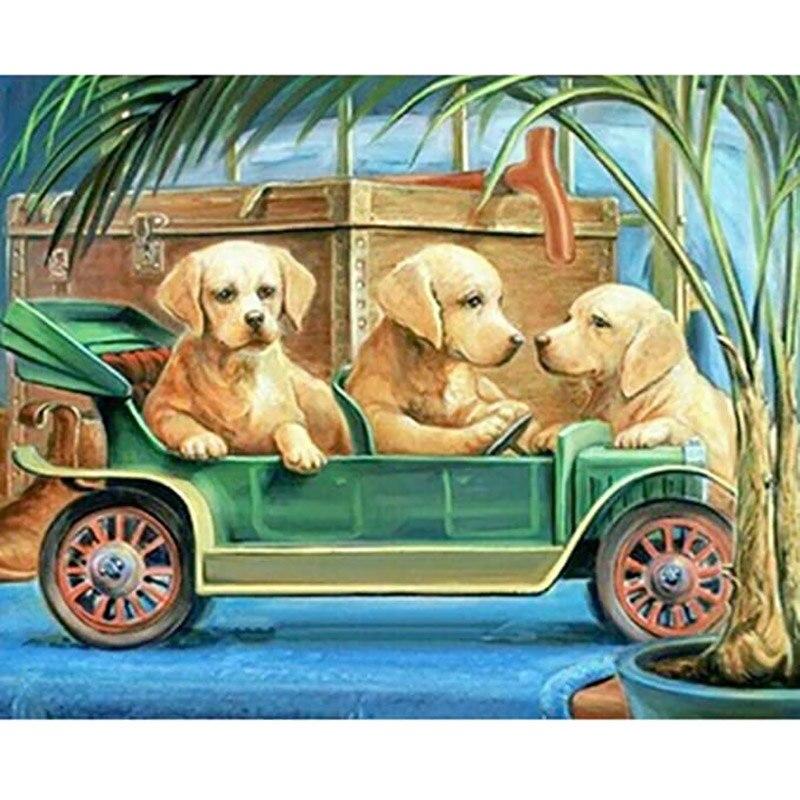 DIY pies 5D diamentowe malowanie w pełni z okrągłych wierteł haft diamentowy ze zwierzętami mozaika Rhinestone ścieg krzyżykowy ozdoby do dekoracji wnętrz prezent