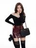Scharfer Retro Asymmetrischer Leder-Minirock - Hüftbetontes Design für Damen Herbst/Winter