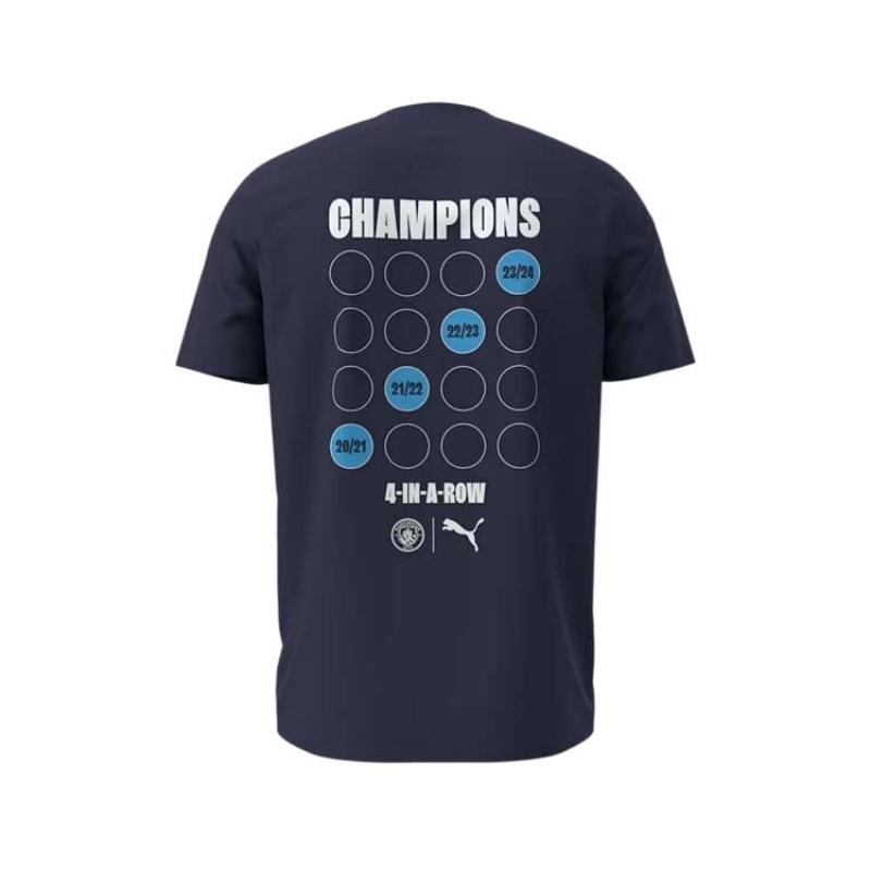 Puma Mcfc Champion Tee Navy Crew Neck Letter Number Print Pullover Short Sleeve T-Shirt Men Tops 78346606