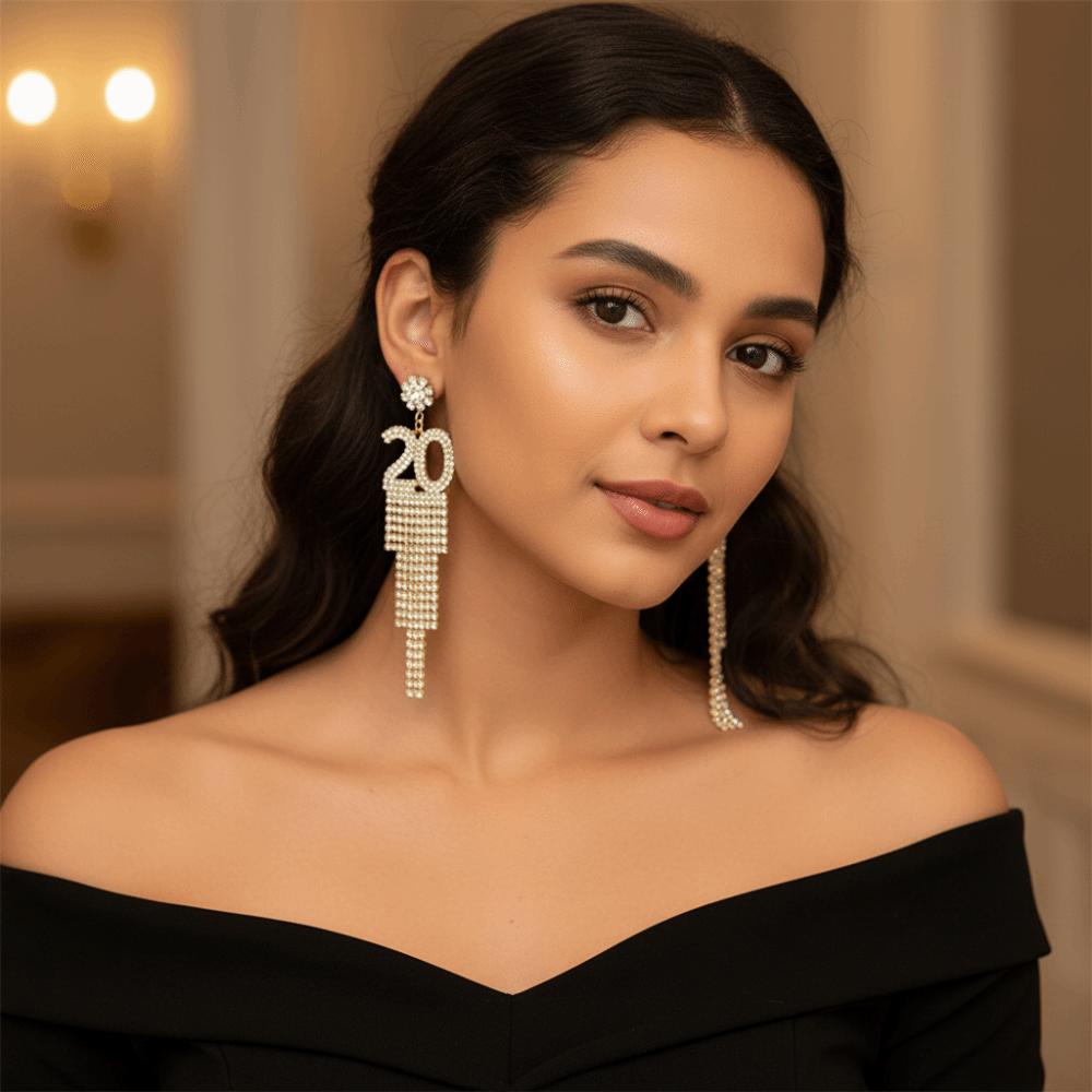 Crystal Jewelry 2026 Stud Earrings Rhinestone Rhinestone Earrings Vintage New Year Earrings  Party