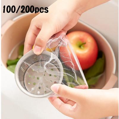 100/200 ks Jemnosíťový filtr do dřezu Kuchyňský Jednorázový Kanalizační Odpadkový Síťový Sáček Proti Ucpávání Sítko Odvodní Otvor Proti Ucpávání
