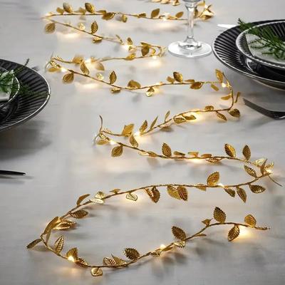 5M 50 LED Lichterkette Blätter Lichterkette Batteriebetrieben LED Kupferdraht Lichterkette Für Zuhause Hochzeit Party Feiertagsdekoration