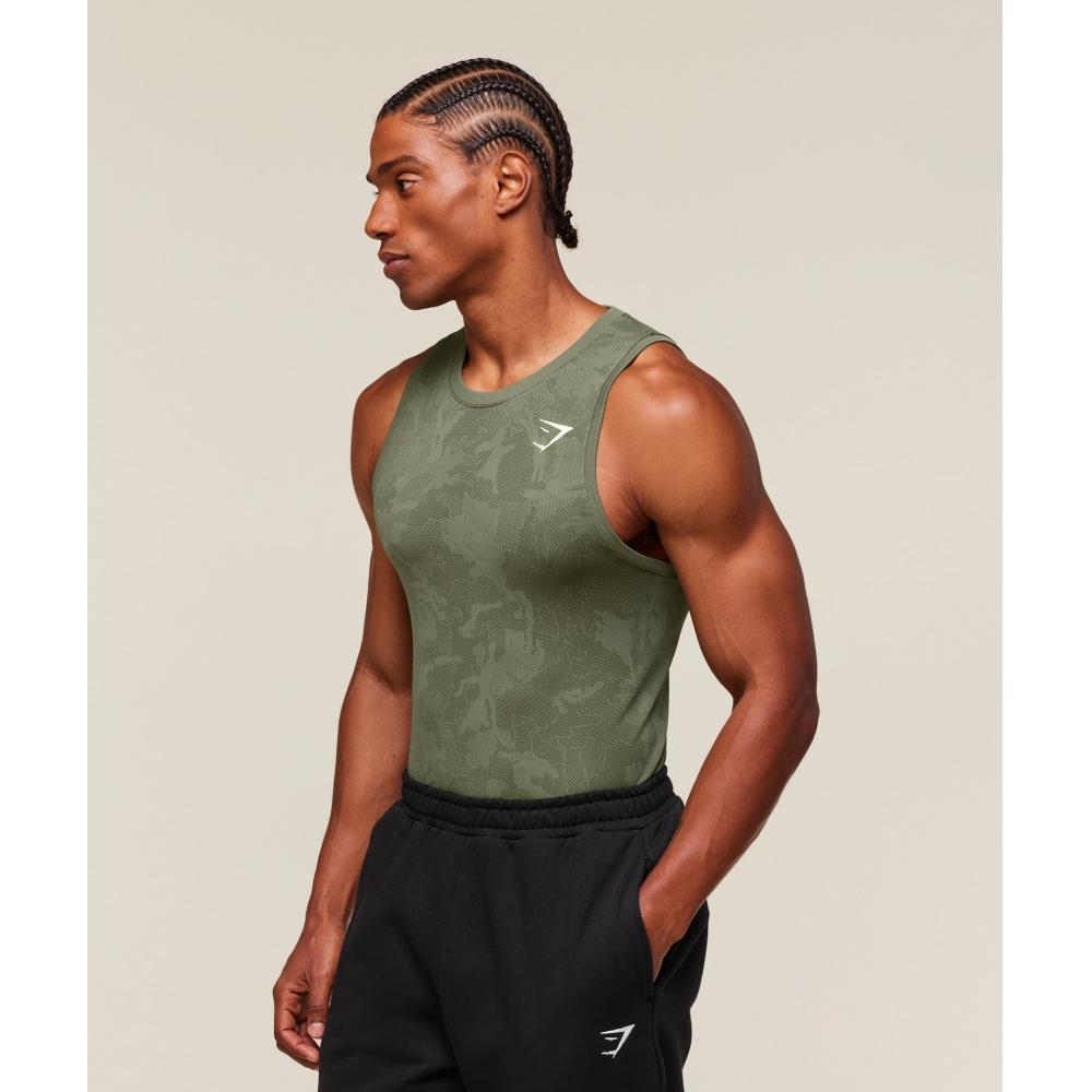 Gymshark Geo Nahtloses Tanktop Core Olive Tiefolivgrün A6a3k Ecdl