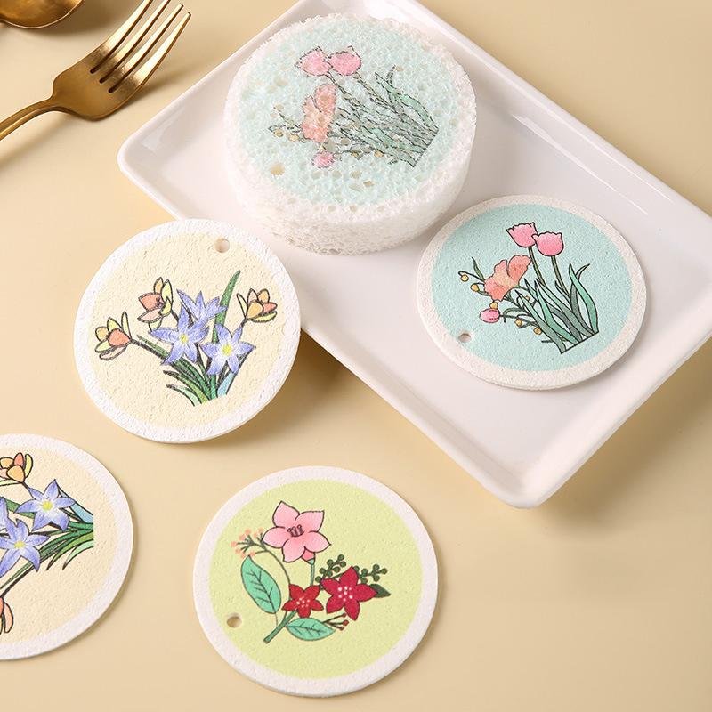 Wood Pulp Compressed Sponge Scouring Pads For Dish Washing Kitchen Cleaning Magic Eraser Pot Scrubbing Cloth