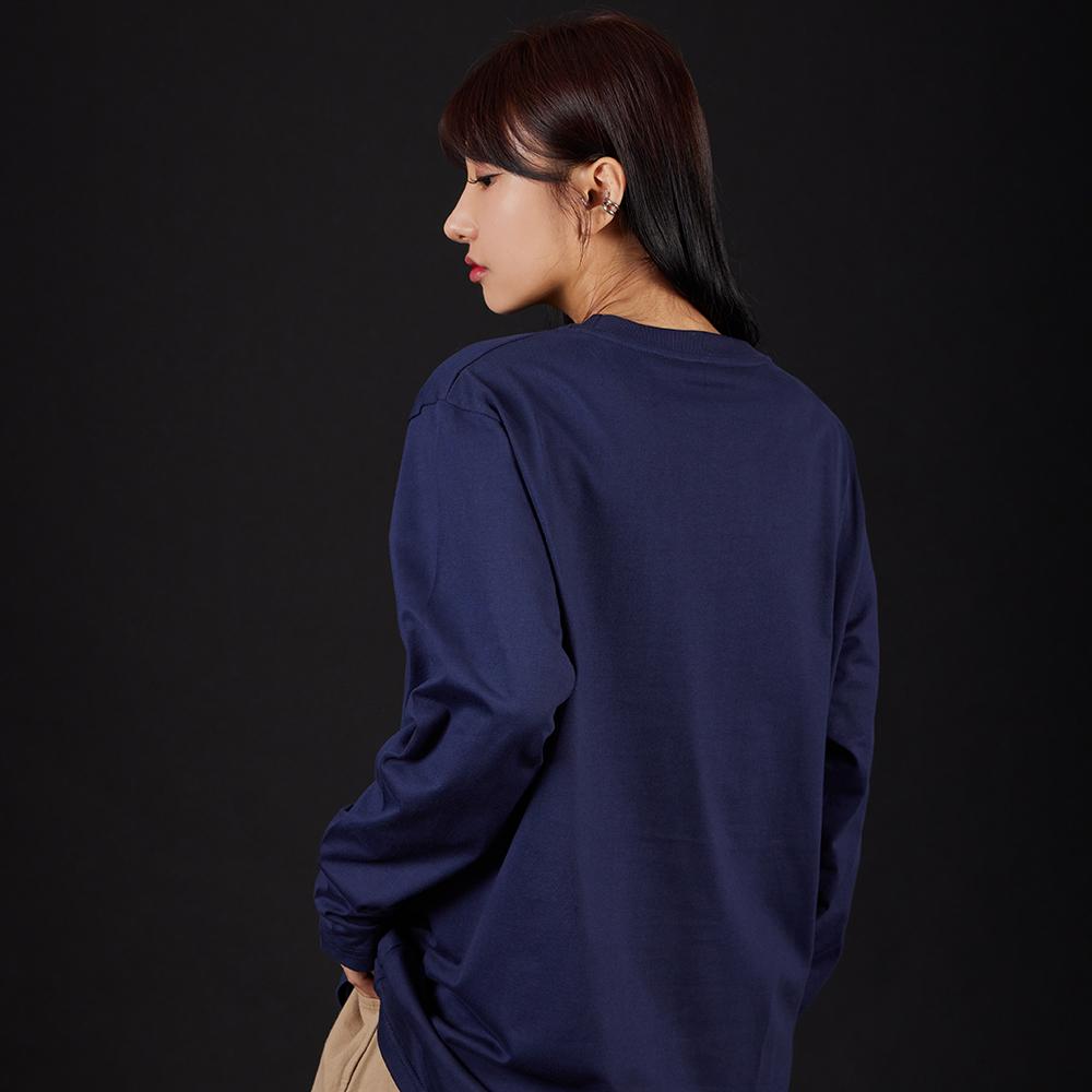ASTRAL PROJECTION Basic Oversized Long Sleeve T-Shirt_Navy