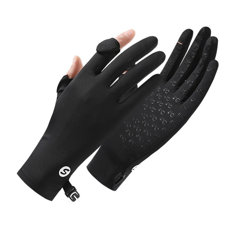 Summer Gloves for Women Breathable Outdoor Cool Feeling Sun Protection Two Fingers Comfortable Riding Driving Travel Full Finger Gloves