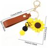 1Pcs Sunflower PU Leather Keychain Personalized Silicone Beads Bag Charm Unique Gift for Mother's Day