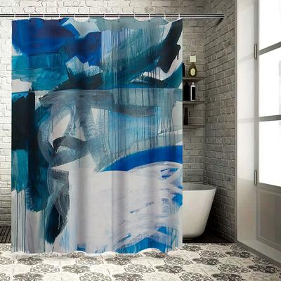 Blue Splash Shower Curtain Modern Bathroom Decor Waterproof Fabric for Bathtub Liner