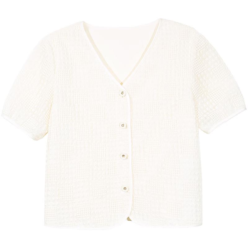 Betu Women s V-Neck Organza Embroidered Short Jacket S