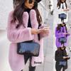 Women's Solid Color Lapel Long-Sleeve Faux Fur Coat - European & American Style, Warm, Large Size