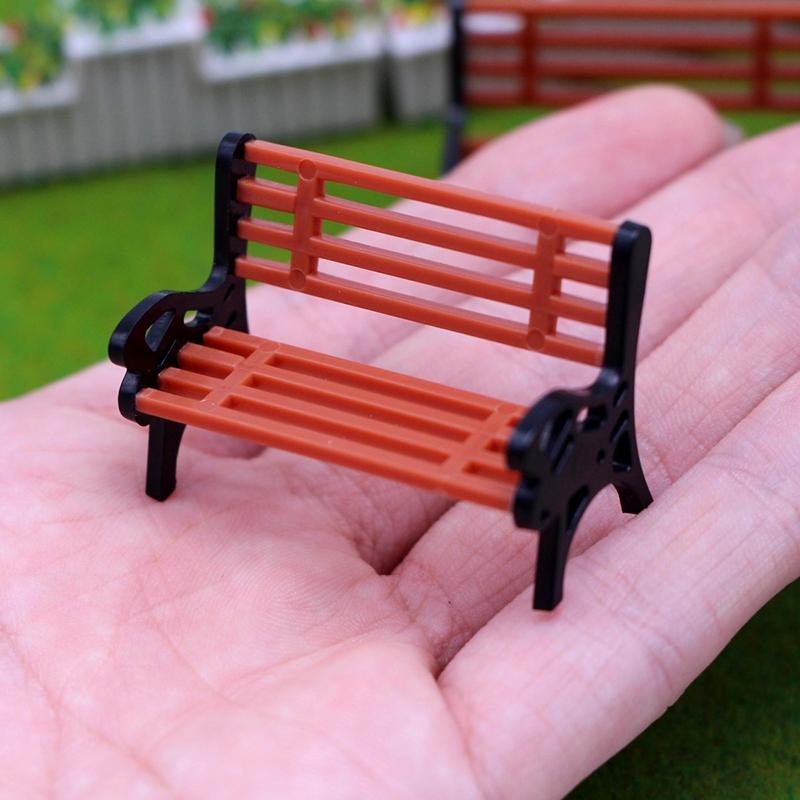1:12 Dollhouse Miniature Park Bench Recliner Lounge Chair Mini Double Chair Model Garden Decor Toy Doll House Accessories