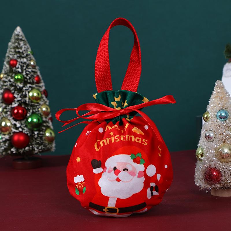 Christmas Red Velvet Drawstring Bag Christmas Candy Gift Packaging Bag Cartoon Christmas Elk Jewelry Gift Storage Bag