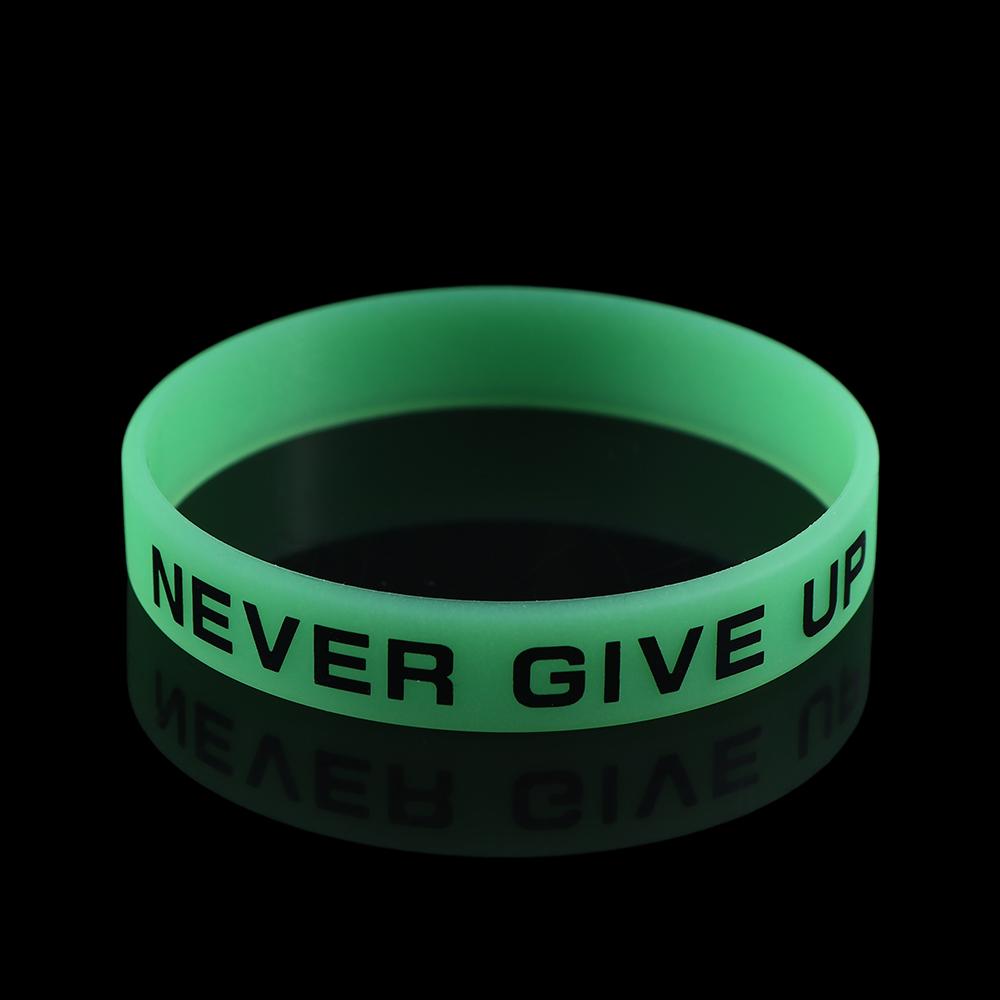 Wristband Never Give Up Bracelet Basketball Wristband Silicone Sweat Band Luminous Rubber Bracelets