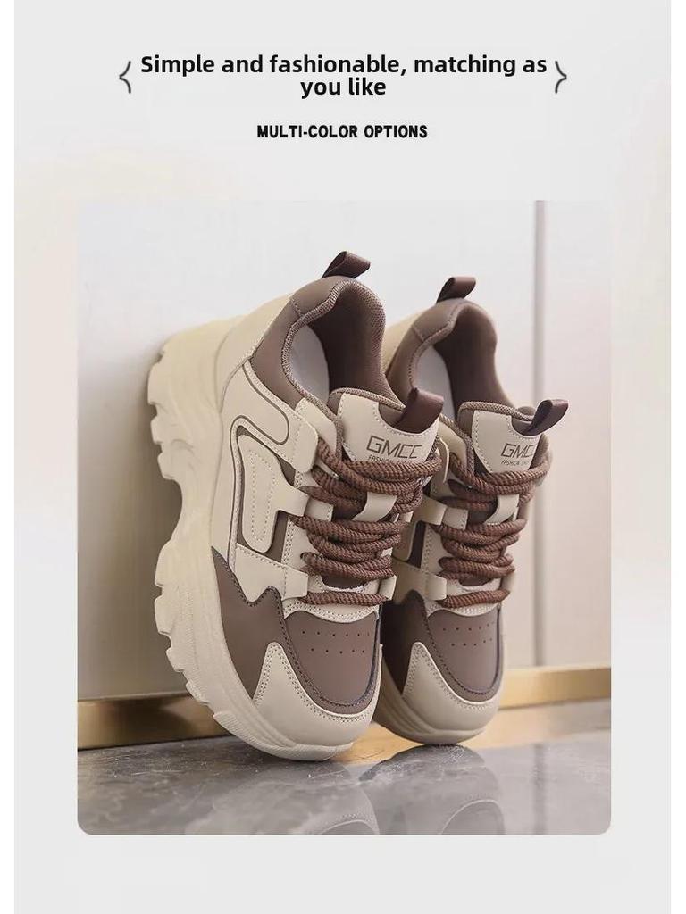 Women's 2025 Trendy Dad Shoes: Thick-Soled, Lightweight, Height-Boosting Sneakers for Spring & Fall.