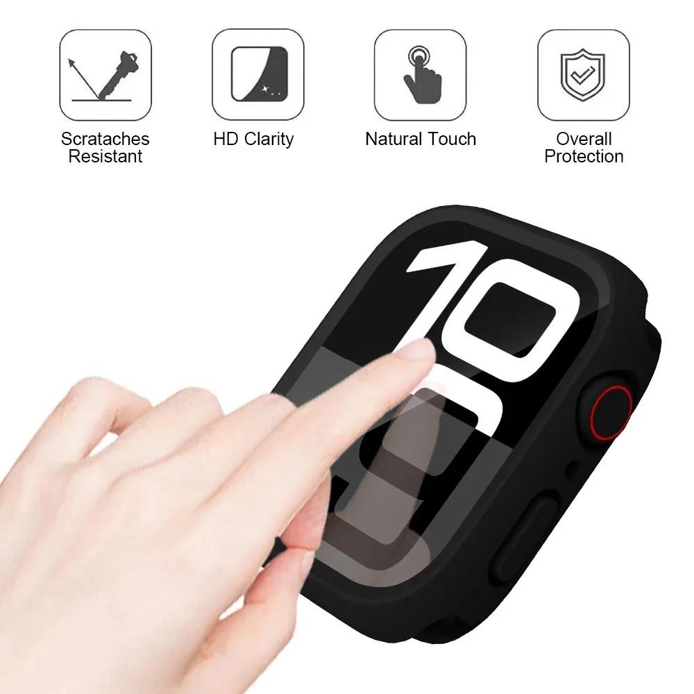 Waterproof Cover+Glass for Apple Watch 11 10 Case 46mm 42mm 45mm 41mm 44mm Hard PC Screen Protector for iWatch 9 8 7 6 5 4 SE 7