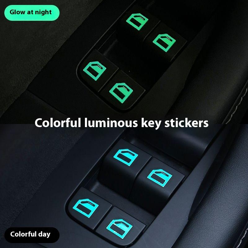Glow-in-the-Dark Waterproof Fluorescent Stickers for Car Interior Functional Key Switch Buttons - Wear-Resistant Vehicle Window