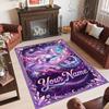 Alfombra de Suelo de Terciopelo de Cristal con Temática de Unicornio, Alfombra Cálida Personalizada con Nombre y Texto, Decoración del Hogar