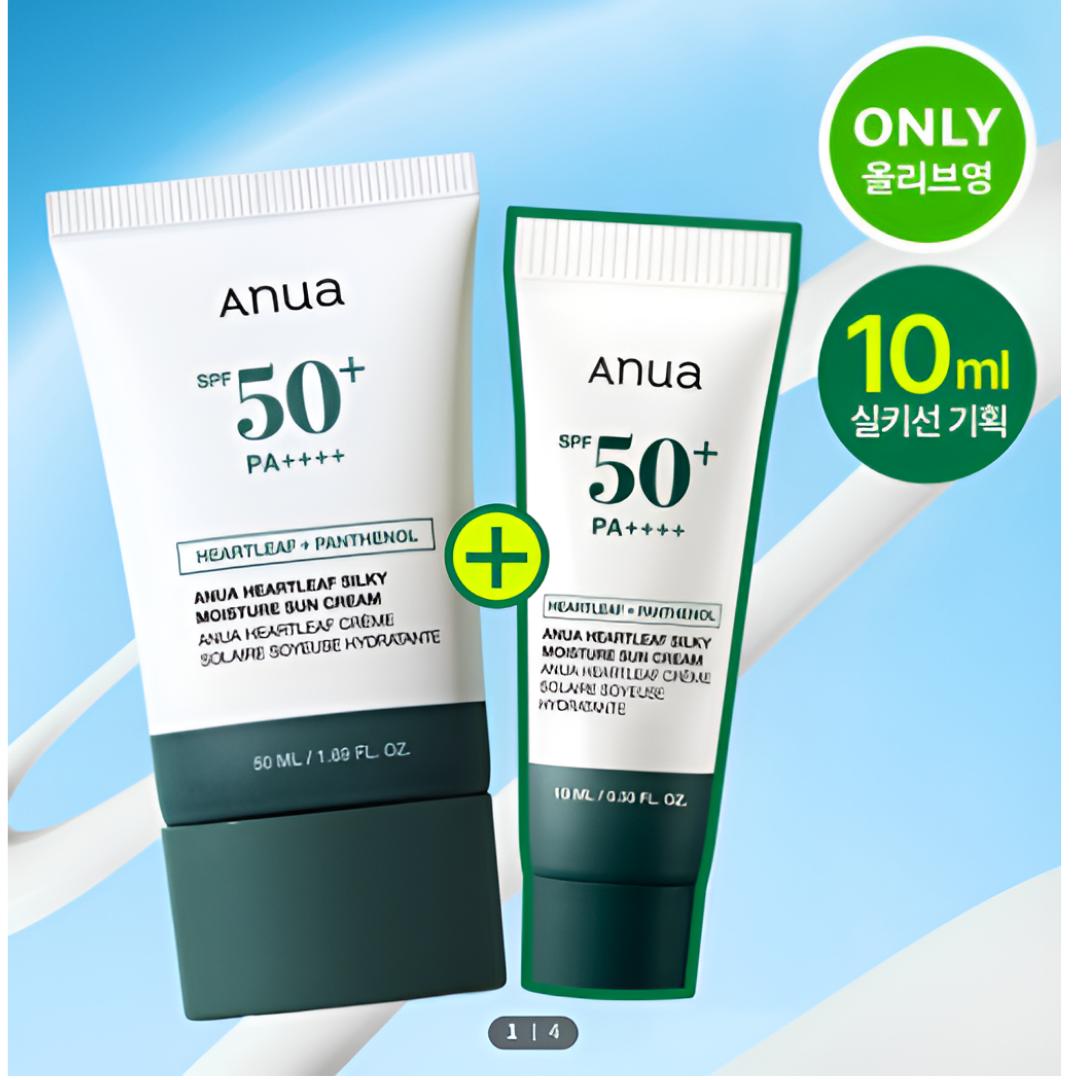 [ANUA] Heartleaf Silky Moisture Sun Cream Set 50 ml (+ 10 ml)