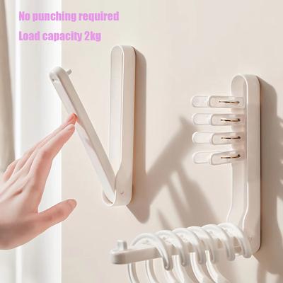 2pcs Clothes Hanger Storage Artifact Punch-free Balcony Organizer Multi-functional Household Retractable Wall-mounted