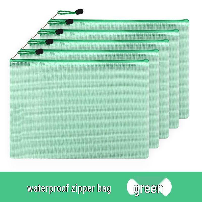 A4 Waterproof Transparent Mesh Zipper Bag for Students: Cross-Border File Storage & Classification