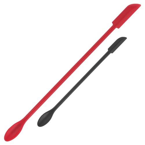 

Mini Silicone Spatula Set - Cuttte Cosmetic Small Makeup Scraper, 2-Piece Reusable Beauty Tool, Thin Jar Scraper for Lasting Makeup, Black and Red