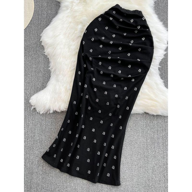 High Waist Slim Looking Diamond Fishtail Skirt Fashion Suit