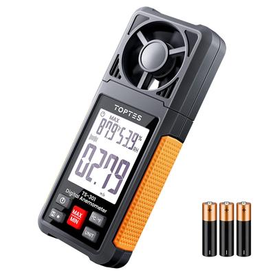 TopTes TS-301 Anemometer: Handy Airflow Meter with Large LCD Screen, High Precision, Easy Operation, 6 Measurement Units, Suitable for Drone Flight, W