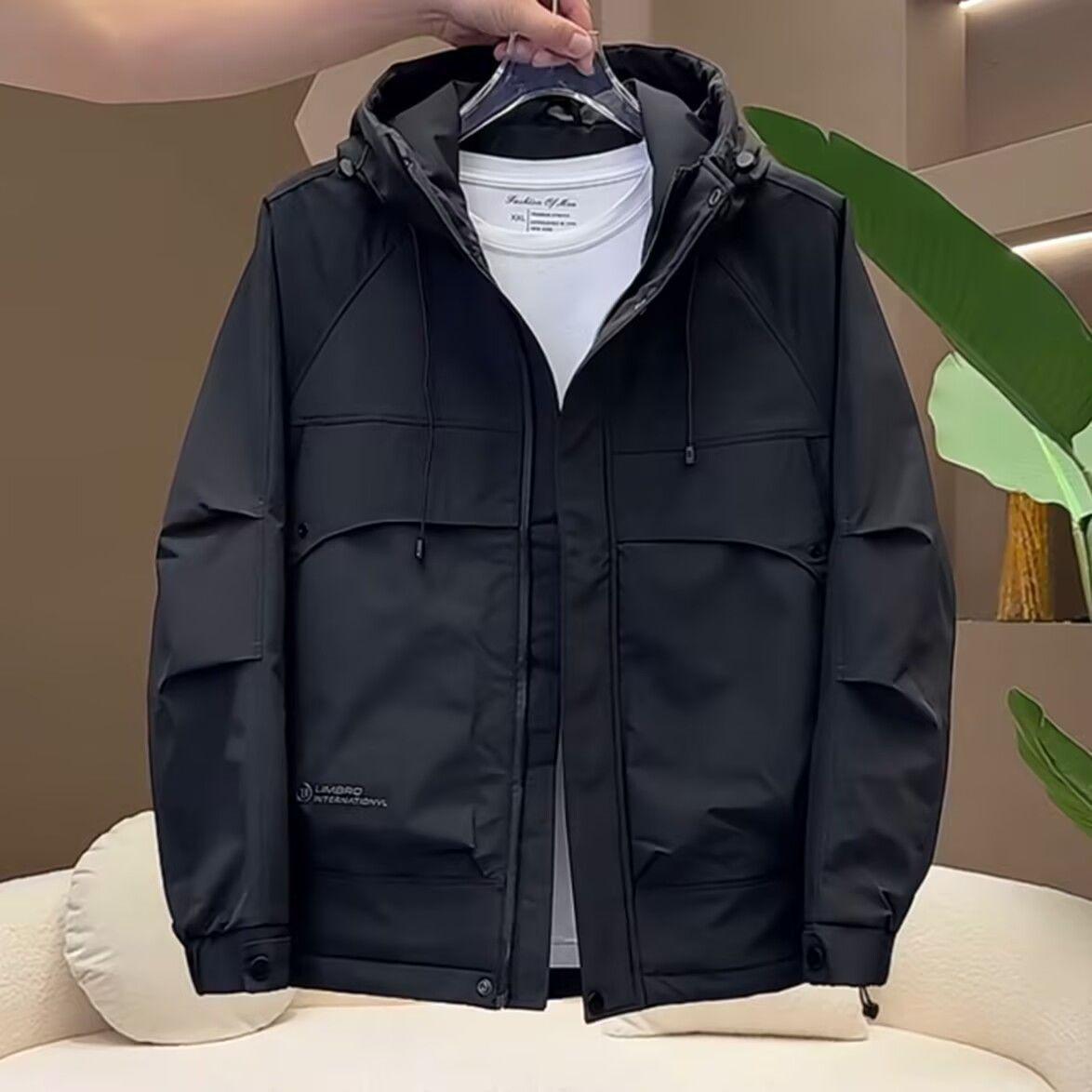 

Men s Windproof Hooded Jacket with Cotton Padding – Thickened Winter Outerwear 2025 L